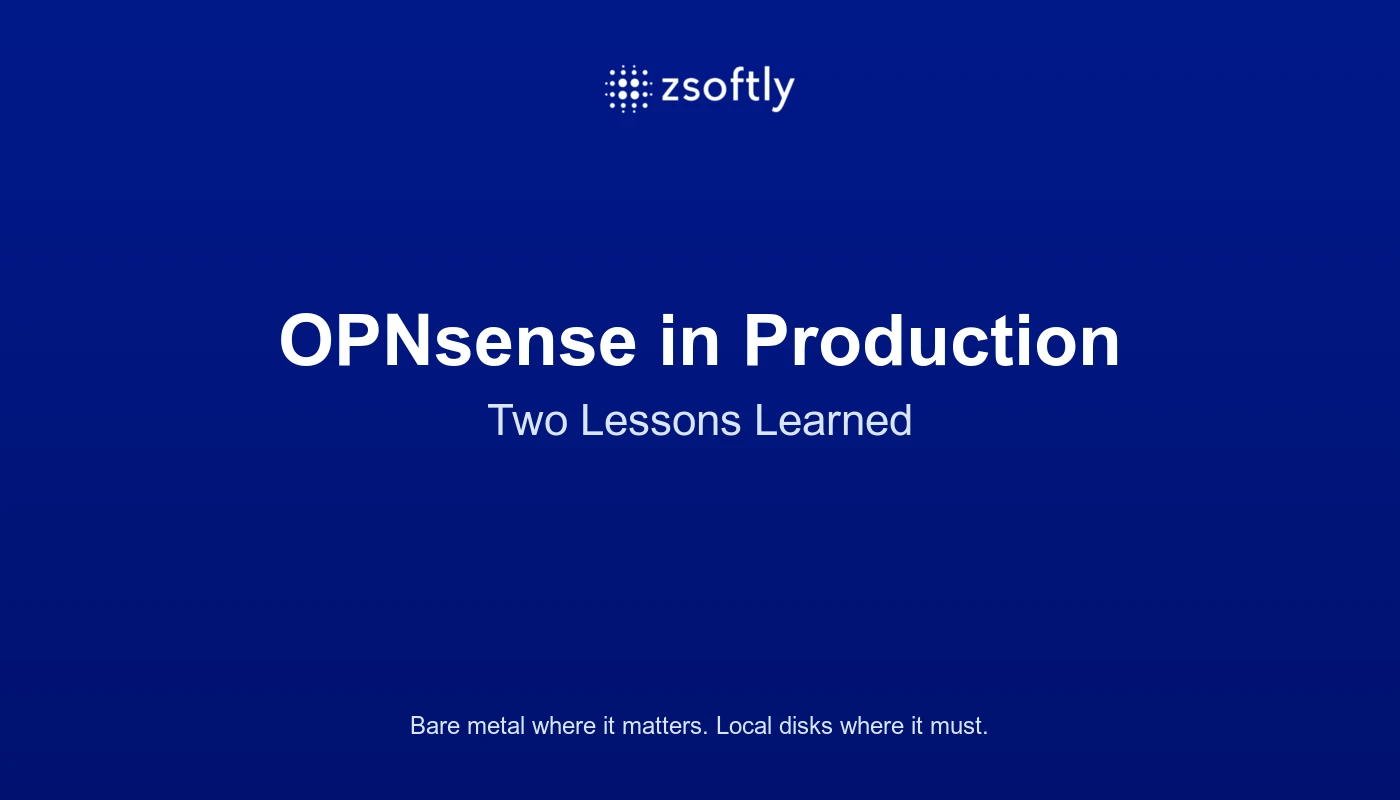 OPNsense firewall on bare metal with local storage, independent of shared cluster storage