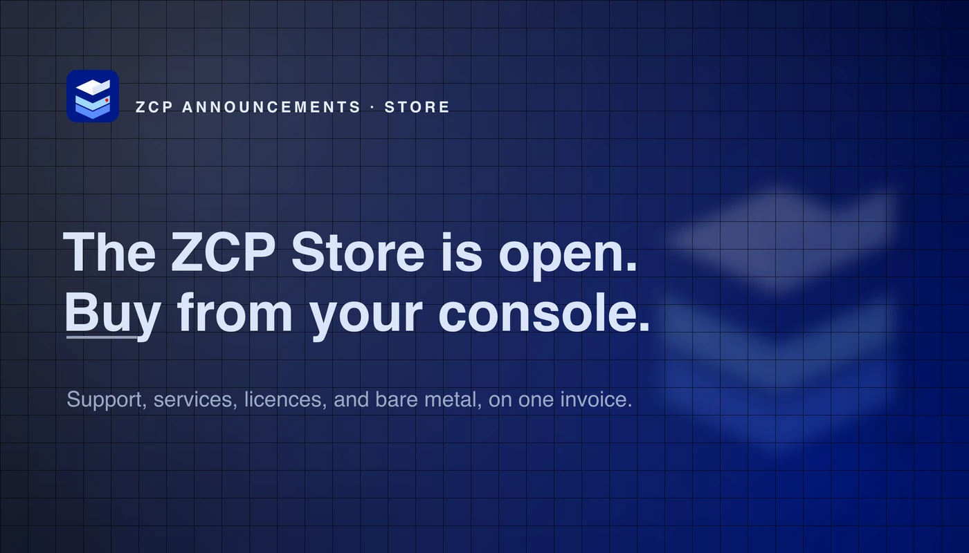ZCP blog cover: The ZCP Store is open. Buy from your console.
