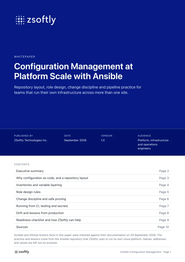 Cover of the Configuration Management at Platform Scale with Ansible whitepaper